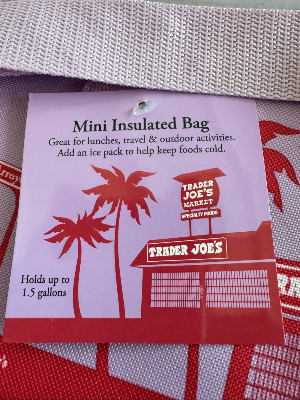 Trader Joe’s Mini Insulated Bag 1.5 gallon NWT Lavender Pink - Picture 5 of 5